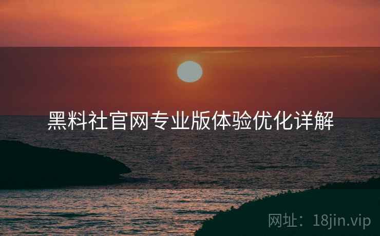 黑料社官网专业版体验优化详解