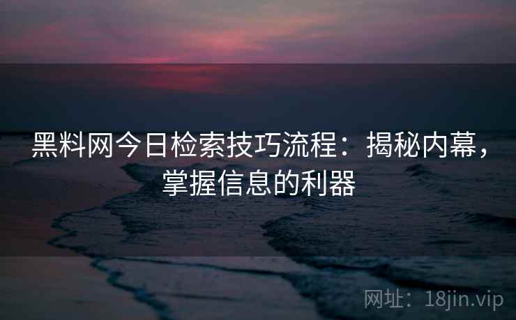 黑料网今日检索技巧流程：揭秘内幕，掌握信息的利器
