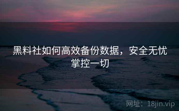 黑料社如何高效备份数据，安全无忧掌控一切